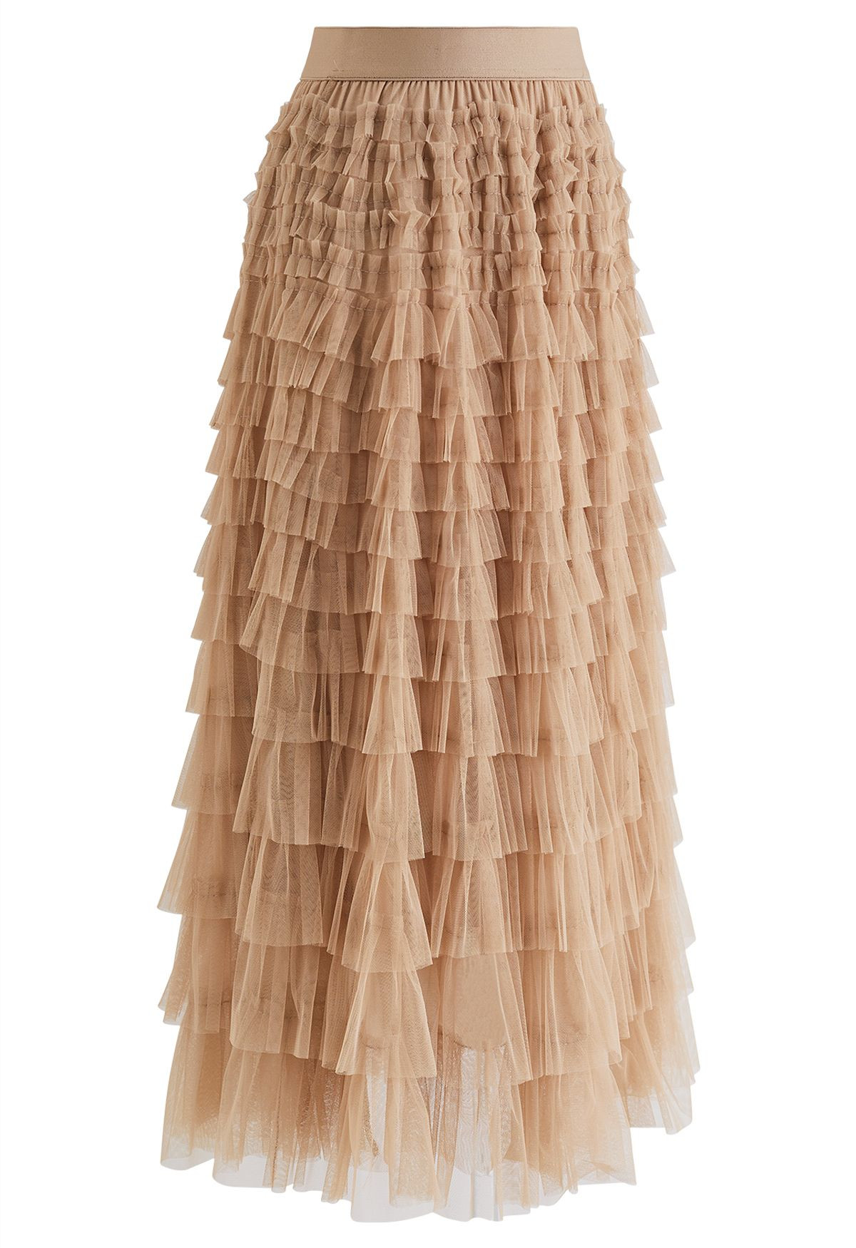 Swan Cloud Midi Skirt in Light Tan | Chicwish