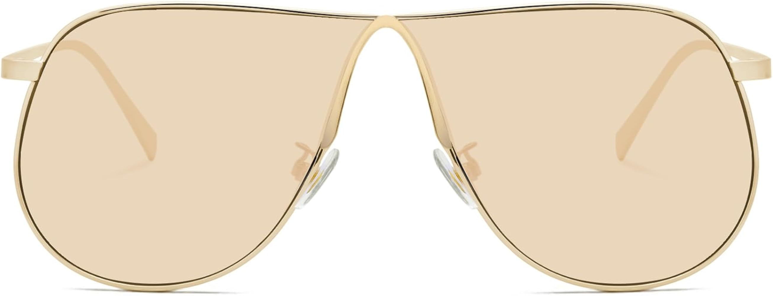 Haqptul Oversized Gold Aviator Sunglasses for Women 70s Metal Frame Large Square Retro Shield Pil... | Amazon (US)