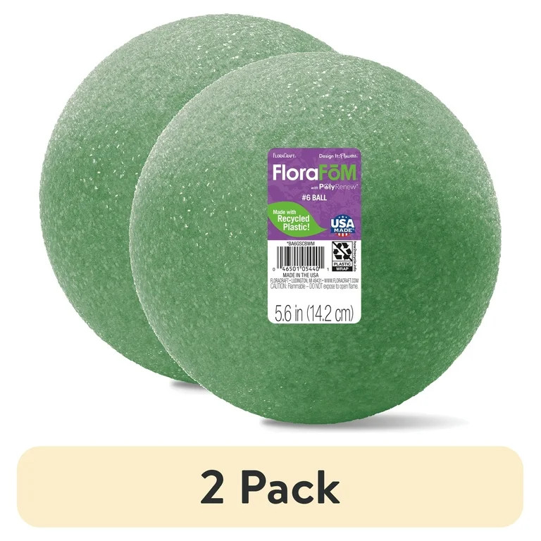(2 pack) FloraCraft FloraF\u014dM Foam Ball 5.6" Green | Walmart (US)