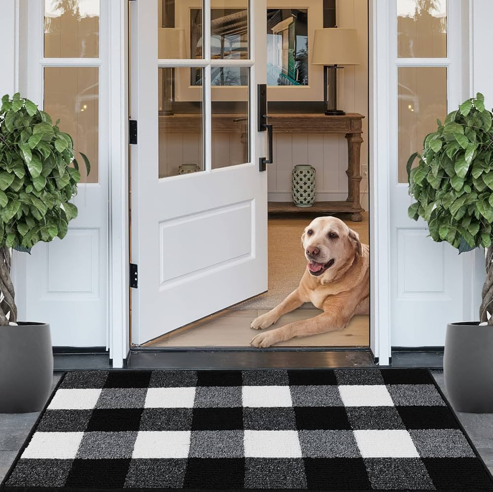 Buffalo Plaid Outdoor Rug, 24"x36" Checkered Front Door Mat, Non Slip Absorbent Entryway Rug Door... | Amazon (US)