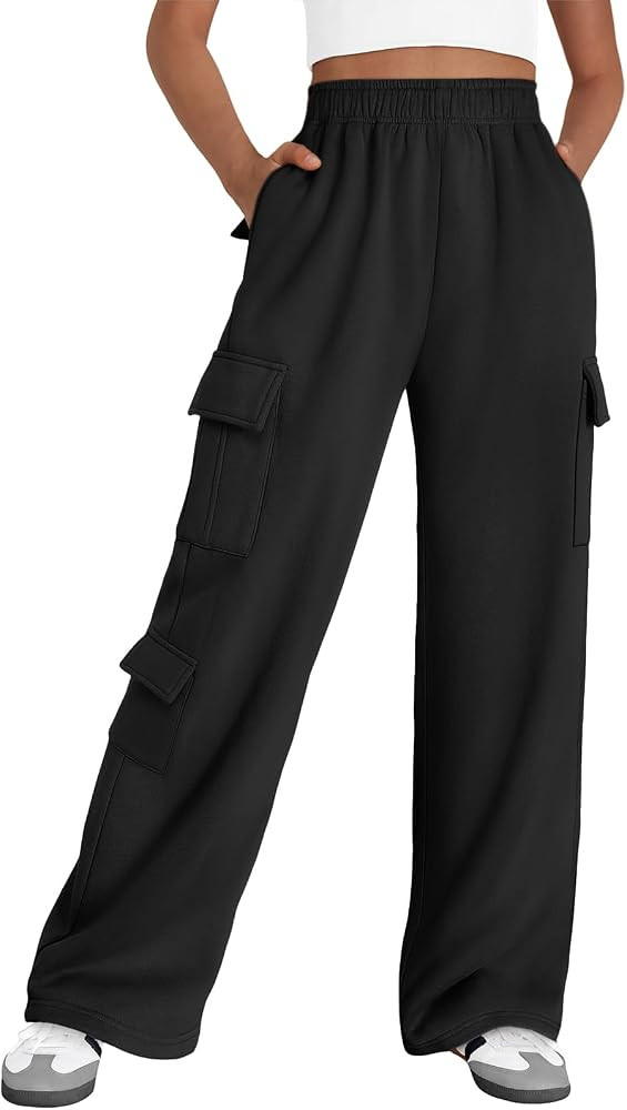 AUTOMET Womens Cargo Sweatpants Wide Leg Fleece Lined Y2k Pants for Women Fall Winter Baggy High ... | Amazon (US)