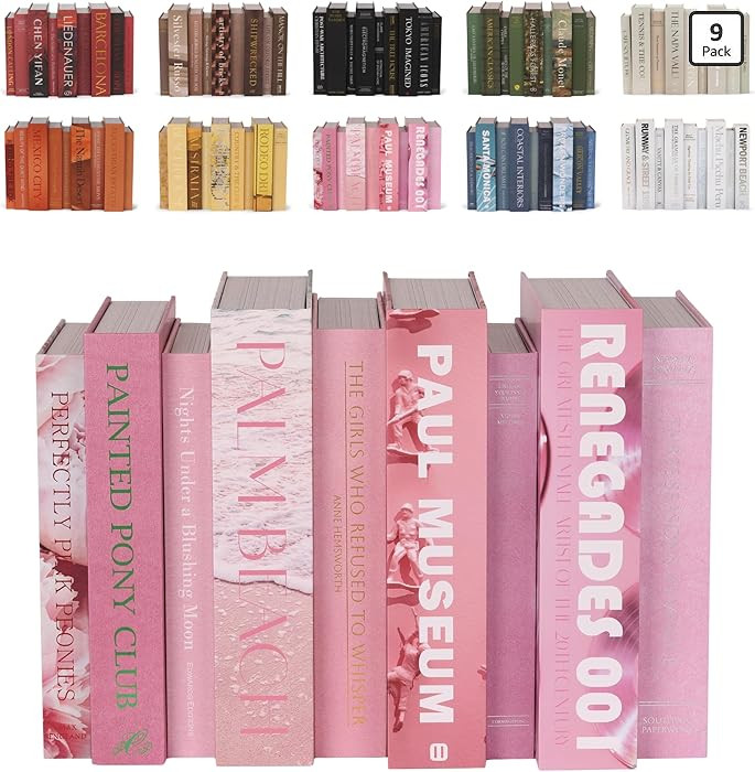 \u2705 Set of 9 Faux Books for Decor \u2013 Decorative books perfect for bookshelf styling, home ... | Amazon (US)
