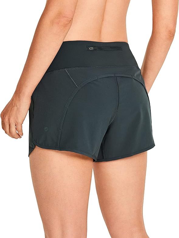 CRZ YOGA Women's Quick-Dry Athletic Sports Running Workout Shorts with Zip Pocket - 4 Inches | Amazon (US)