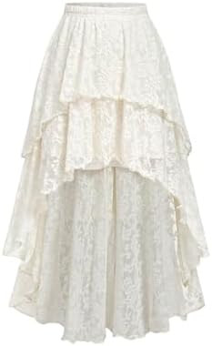 Women's Y2k Lace Long Skirt Boho Western Cowgirl High Low Skirts | Amazon (US)