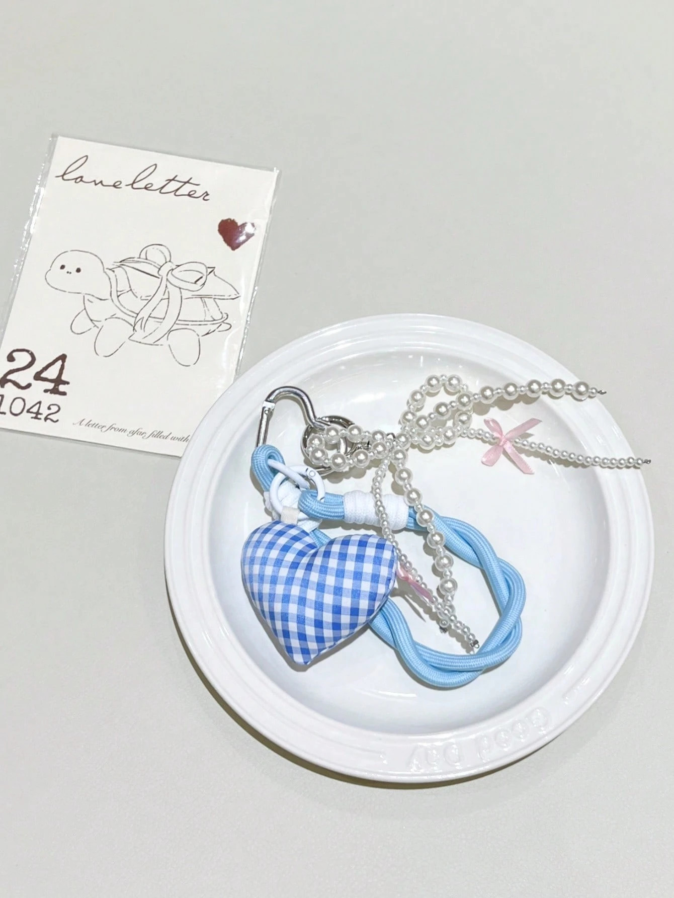 1PC Y2K Style Pink/Black/Blue/Red Faux Pearl Bag Charm Plaid Heart Bag Accessory, Summer Picnic S... | SHEIN