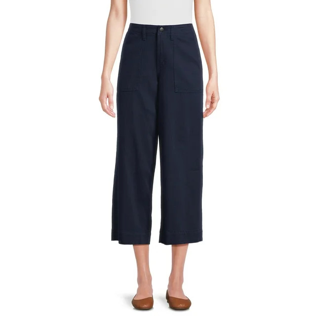 Time and Tru Women's Cropped Wide Leg Pants, Inseam 24", Sizes 2-20 | Walmart (US)