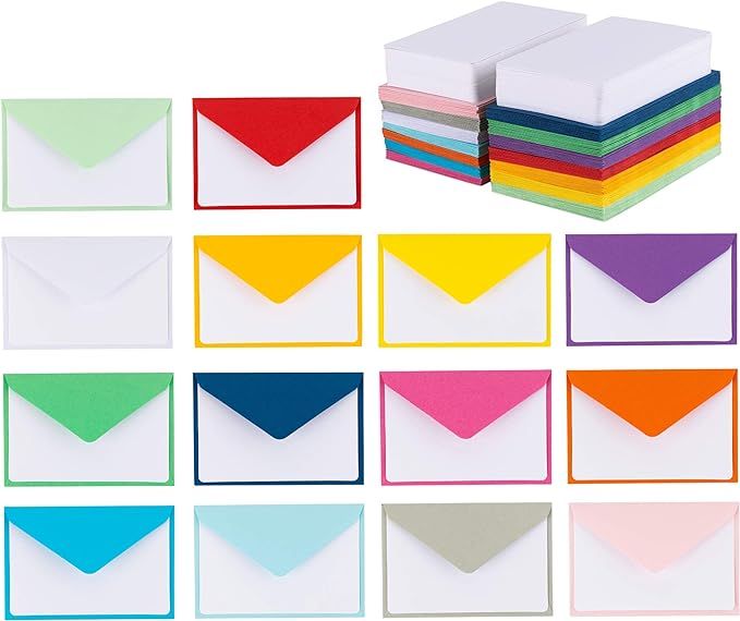 140 Mini Envelopes With White Blank Note Cards, Mini Envelopes 4"x 2.7" For Business Cards, Gift ... | Amazon (US)