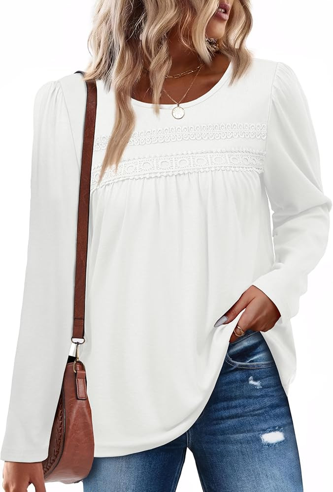 OFEEFAN Boho Tops for Women Long Sleeve Shirts Plus Size Early Fall Fashion Womens Blouses Dressy... | Amazon (US)