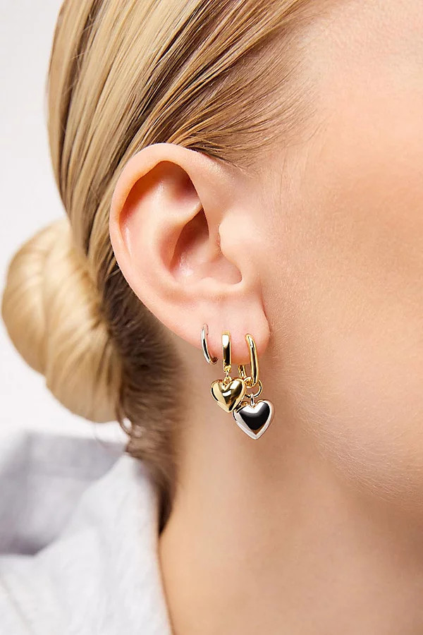 Ana Luisa Jessica Puffed Heart Hoops in Gold, Women's at Urban Outfitters | Urban Outfitters (US and RoW)