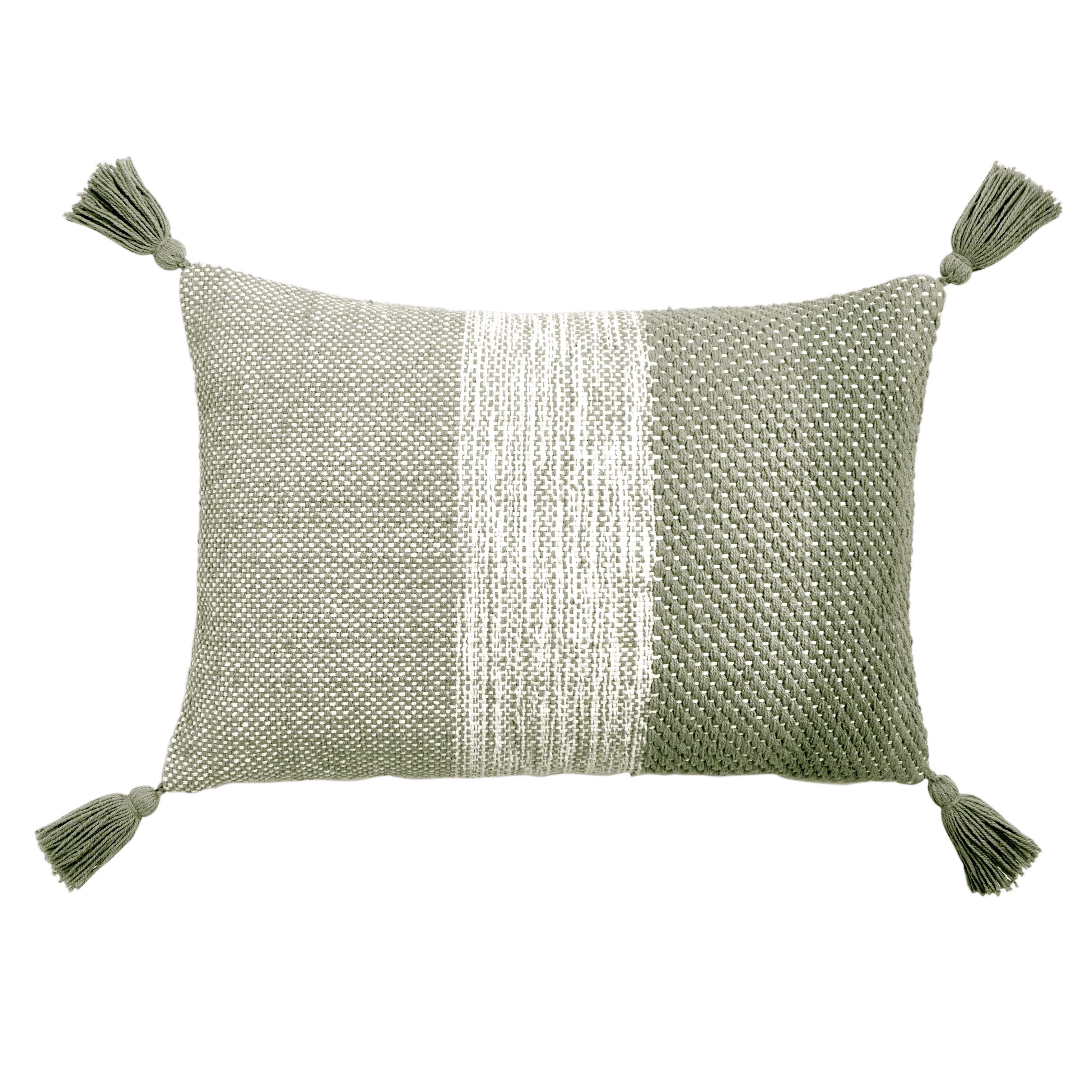 Gap Home Blocked Slub Decorative Oblong Throw Pillow with Tassels, Olive, 14" x 20" | Walmart (US)