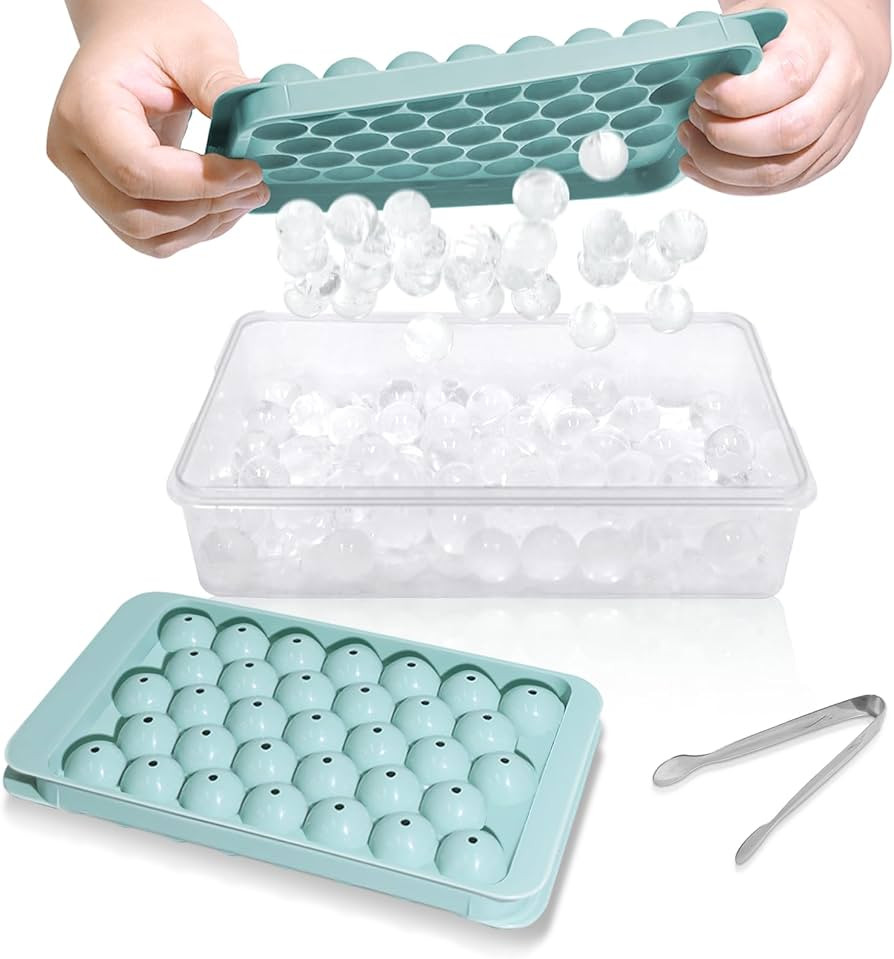 WIBIMEN Ice Cube Tray with Lid and Bin - Round Ice Trays for Freezer with Lid - Ice Cube Trays fo... | Amazon (US)