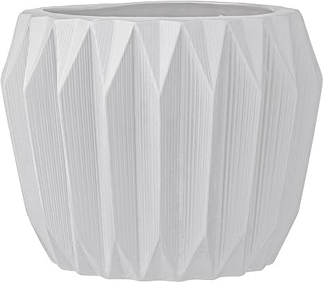 Bloomingville Round Fluted Ceramic Flower Pot, 8 Inch x 6 Inch, White | Amazon (US)