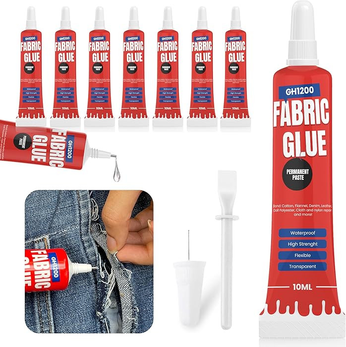 Fabric Glue Permanent (10 ML x 8), Fabric Glue for Clothing Permanent Washable for Rhinestones, P... | Amazon (US)