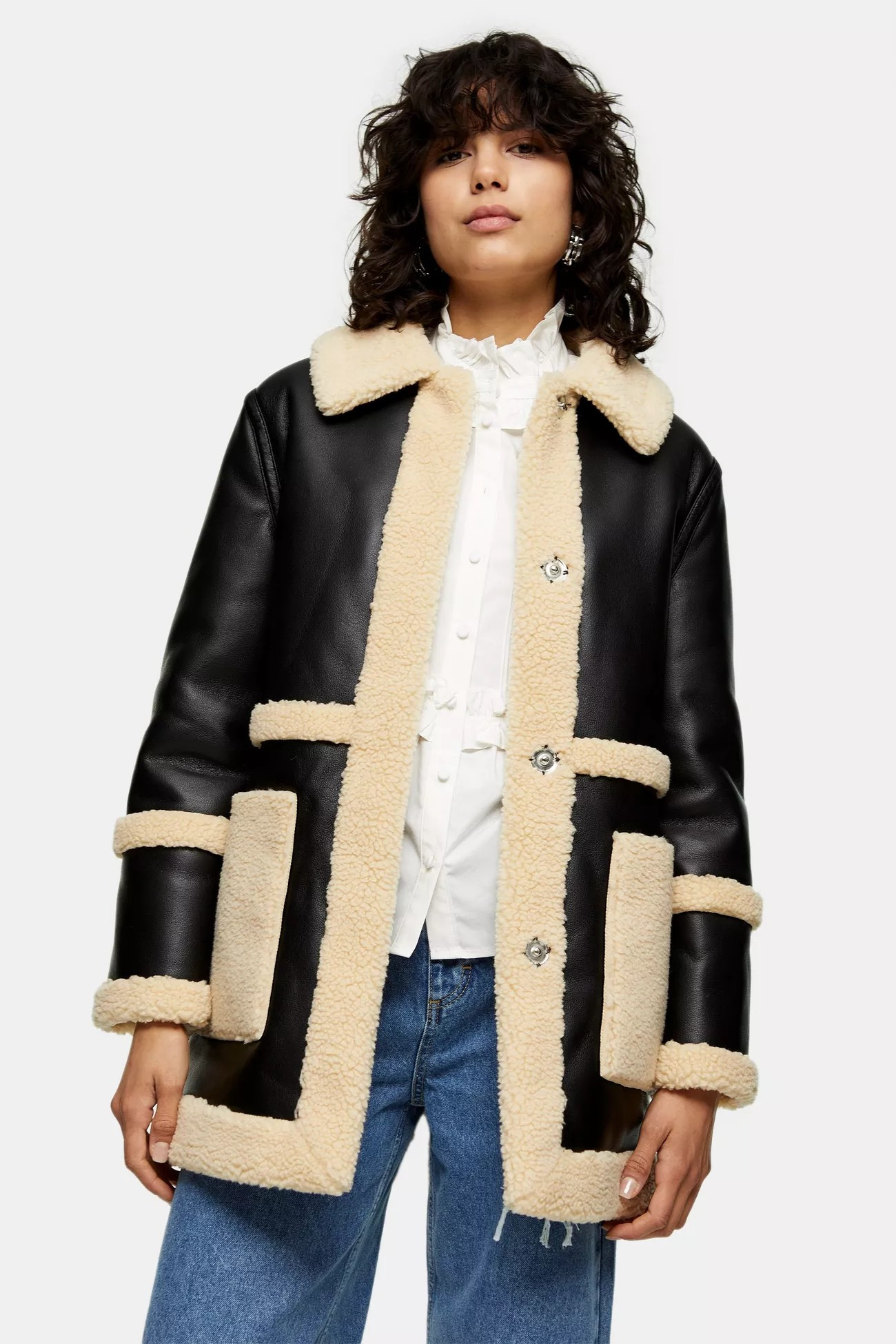 Black Reversible Borg Jacket | Topshop US