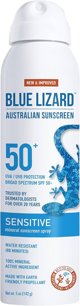 Blue Lizard Sensitive Mineral Sunscreen Spray SPF 50+, Dermatologist-Recommended Brand, Broad-Spe... | Amazon (US)
