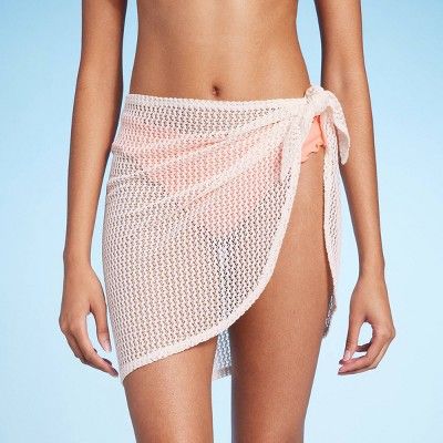 Women's Crochet Side-Tie Cover Up Sarong - Shade & Shore™ Off-White | Target
