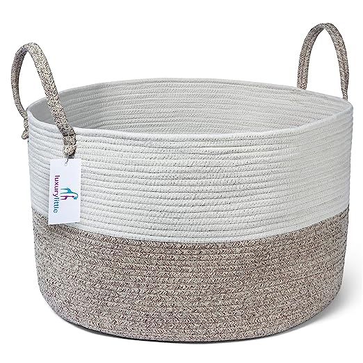 Luxury Little Nursery Storage Basket, Size XXXL :: 100% Cotton Rope Hamper with Handles :: Sturdy... | Amazon (US)