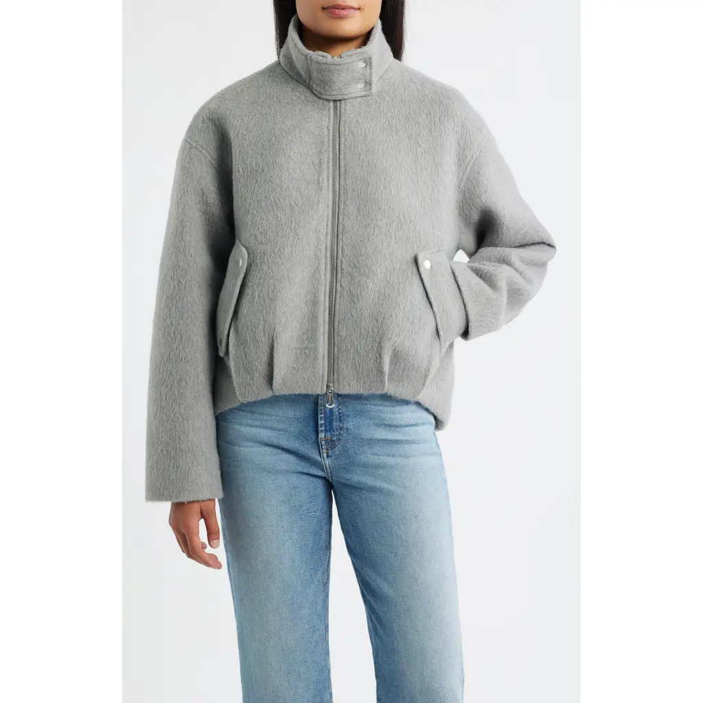 Bernardo Hairy Crop Jacket in Light Grey at Nordstrom Rack, Size X-Large | Nordstrom Rack