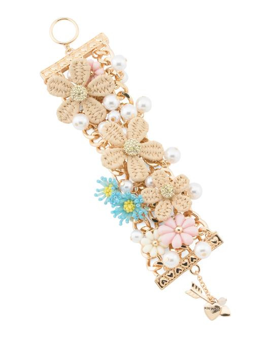 Gold Plated Flower Bib Bracelet | TJ Maxx