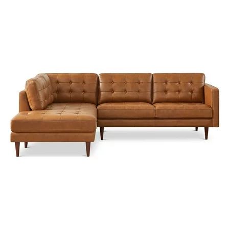 Lucille Modern Living Room Top Leather Corner Sectional Couch in Cognac Tan | Walmart (US)