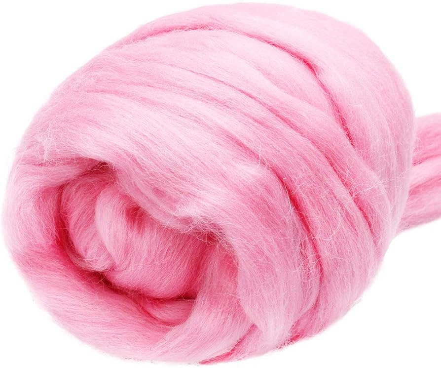 3.53oz Wool Roving Yarn, Fiber Roving Wool Top, Wool Felting Supplies, Pure Wool, Chunky Yarn, Sp... | Amazon (US)