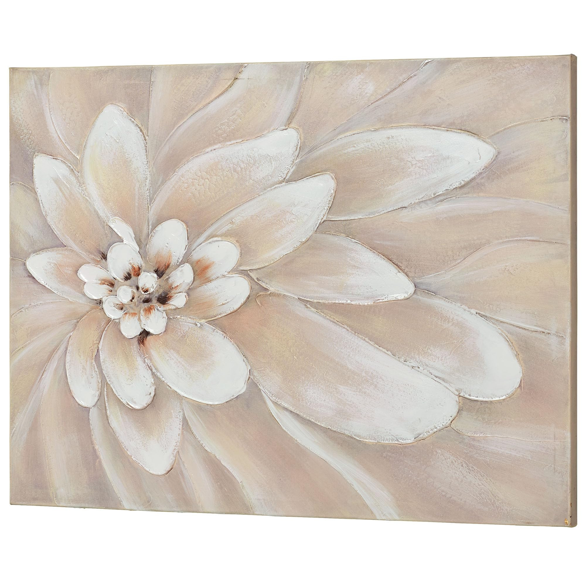 Touch of Class Bursting Floral Bloom Handpainted Oil on Canvas Wall Art Off White 40" Wx30 H | Amazon (US)