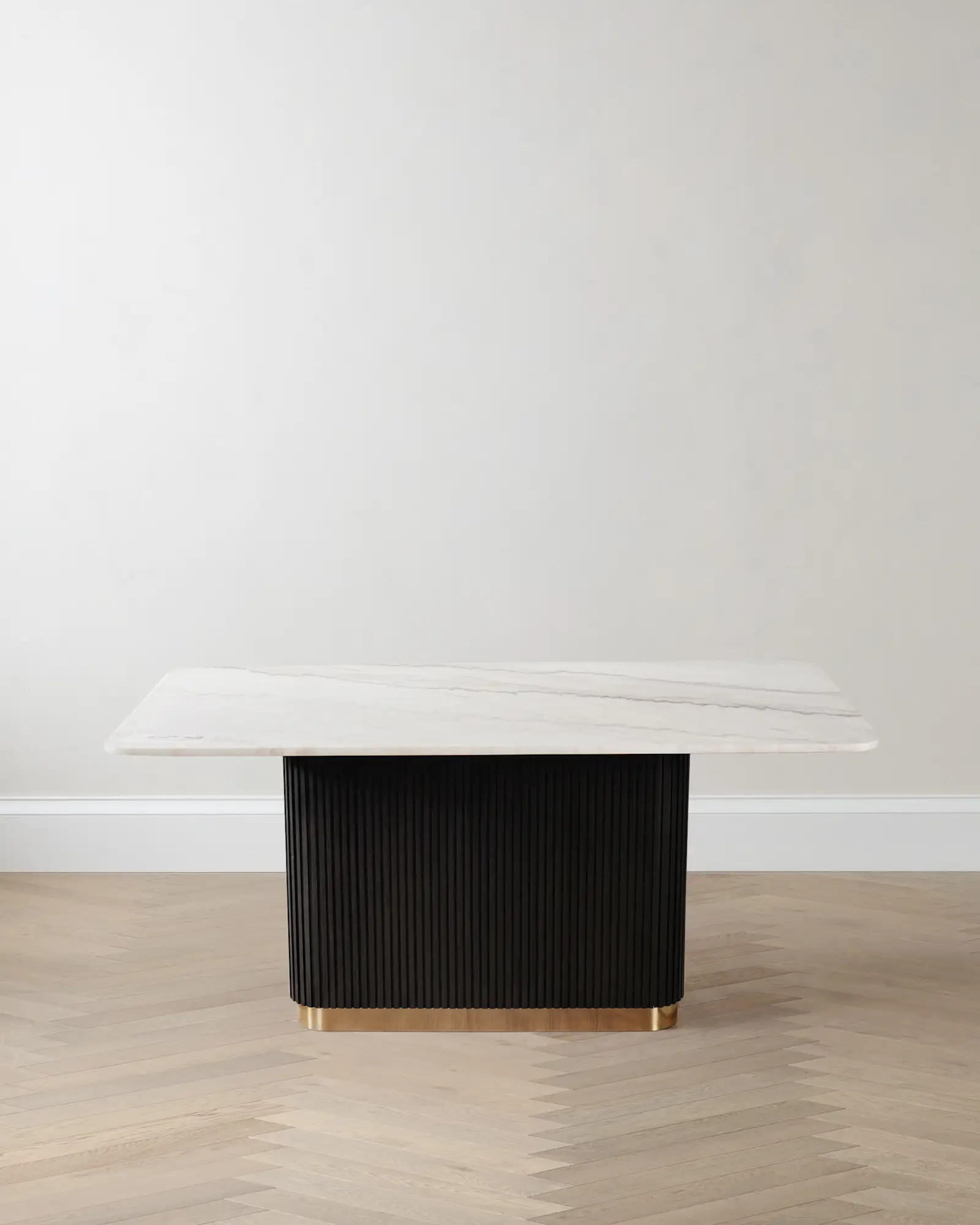 Fluted Wood and Genuine Marble Pedestal Dining Table | Quince