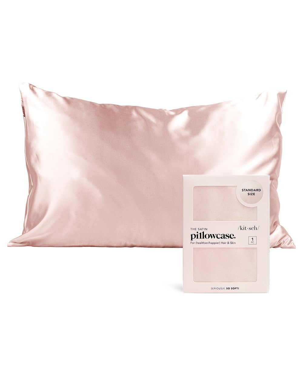 Kitsch Satin Pillowcase with Zipper for Hair & Skin, Softer Than Silk Pillow Cases Queen, Smooth ... | Amazon (US)