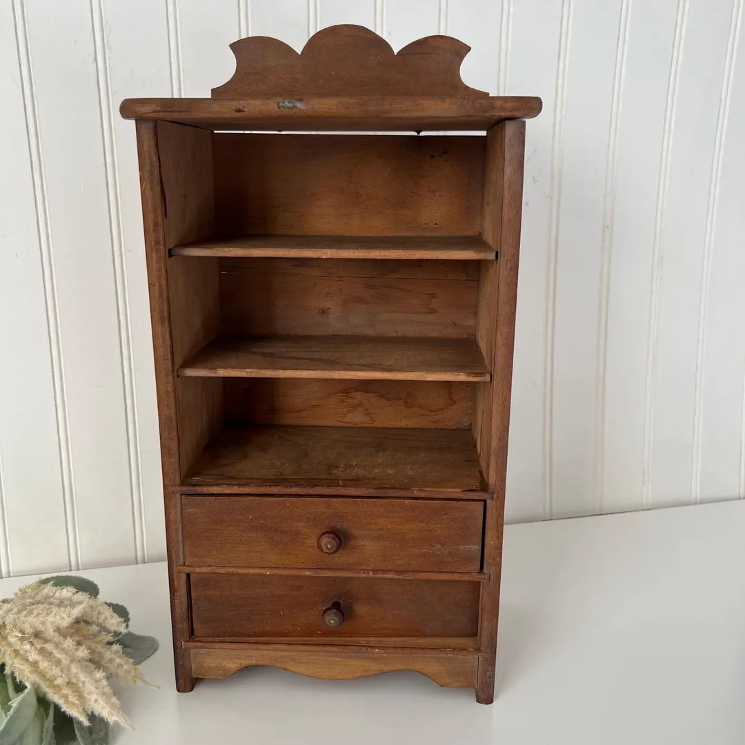 Vintage Salesman Sample Style Wood Hutch | Miniature Two Drawer Shelf Cabinet | Rustic Display Sh... | Etsy (US)