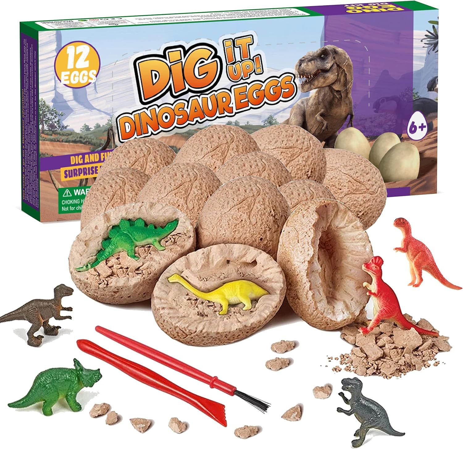Amazon.com: Dino Eggs Dig Kit, 12 Pack Dinosaur Eggs Excavation Science Experiments Kits for Kids... | Amazon (US)