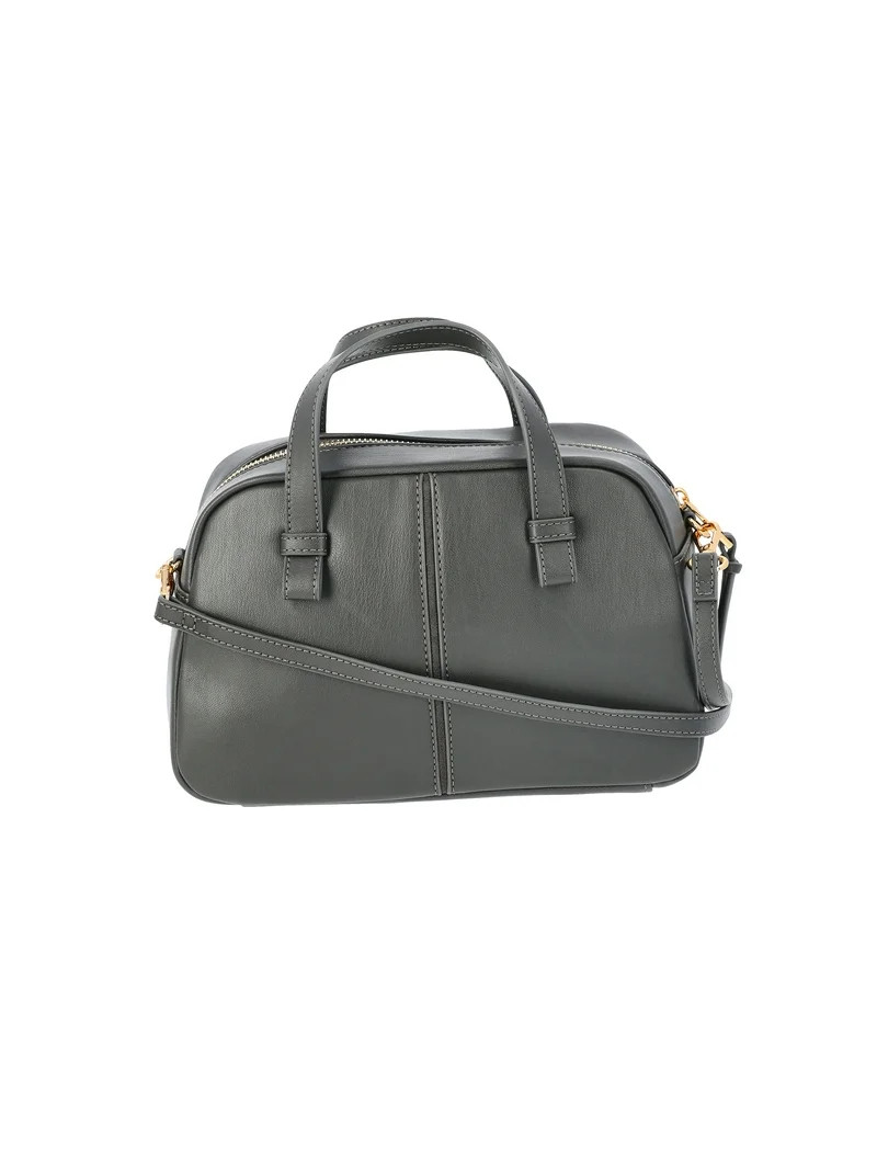 Time and Tru Women's Faux Leather Mini Satchel Bag with Crossbody Strap, Bark - Walmart.com | Walmart (US)