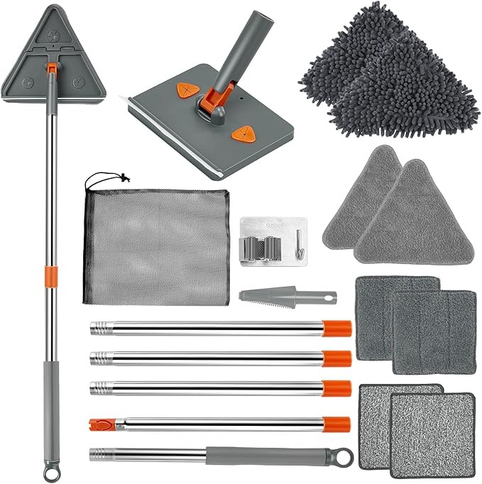 Feeloco Baseboard Cleaner Tool with Handle,360°Rotating Wall Cleaner Mop,180° Folding Ceiling T... | Amazon (US)