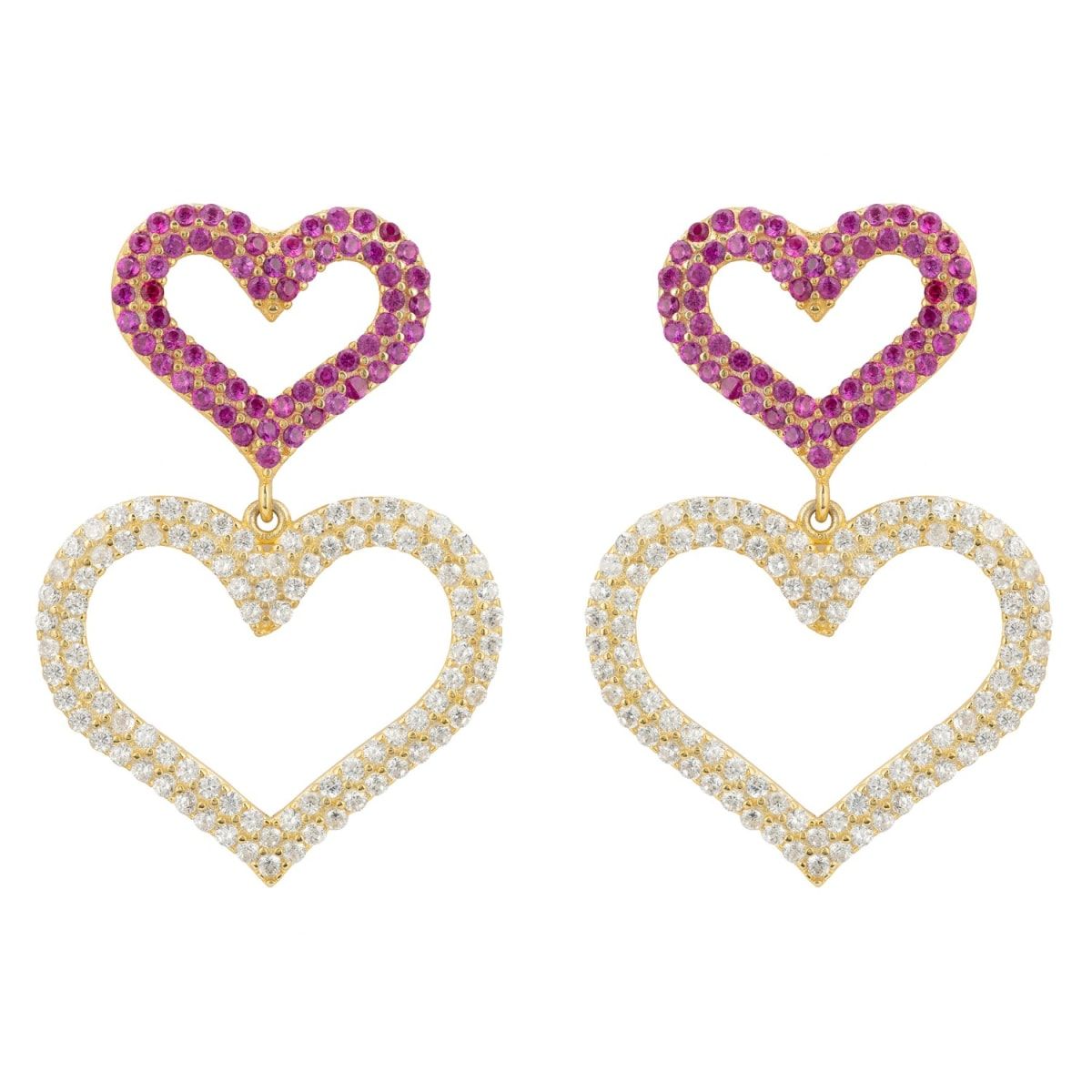 Love Hearts Drop Earrings Gold | Wolf & Badger (US)