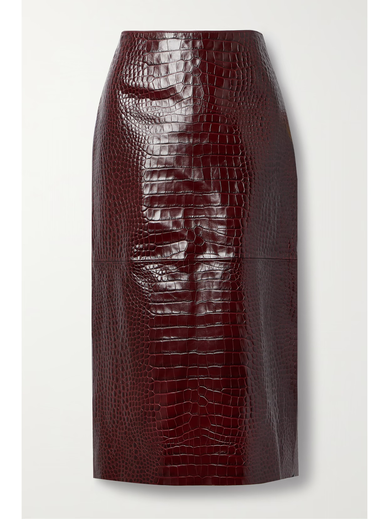 Lafayette148 - Birdie Croc-effect Leather Midi Skirt - Burgundy | NET-A-PORTER (US)