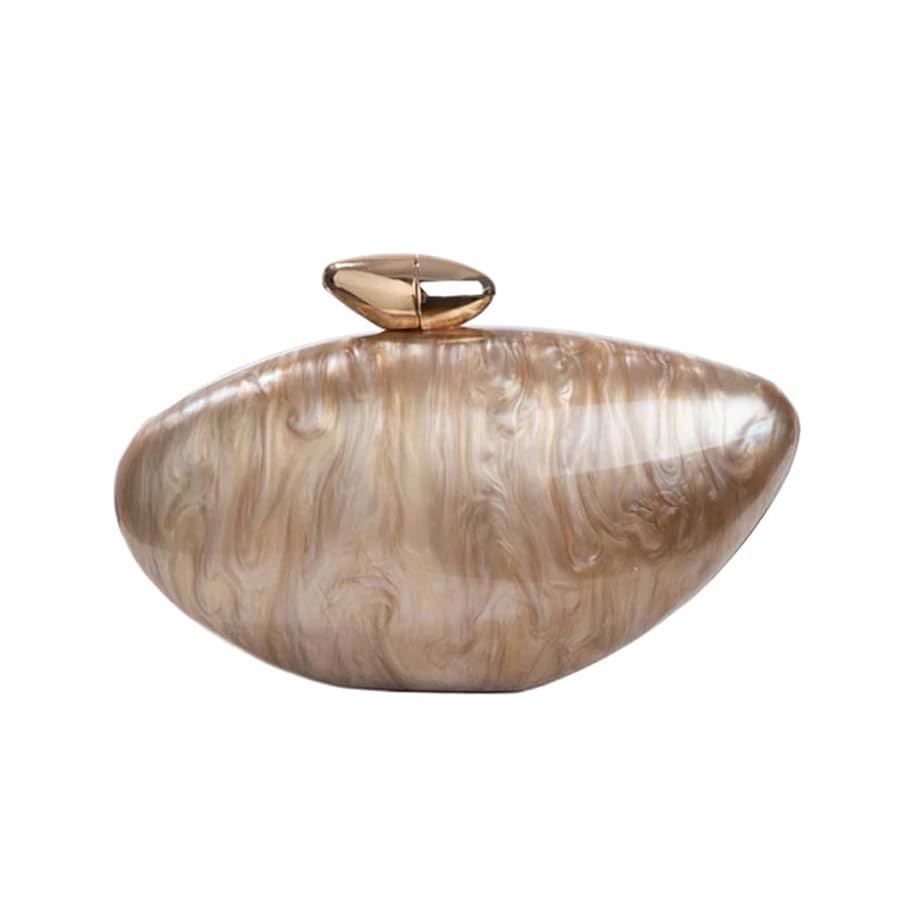 Shell Shape Acrylic Clutch Trendy Metallic Acrylic Evening Bag Shiny Egg Purses and Handbags for ... | Amazon (US)