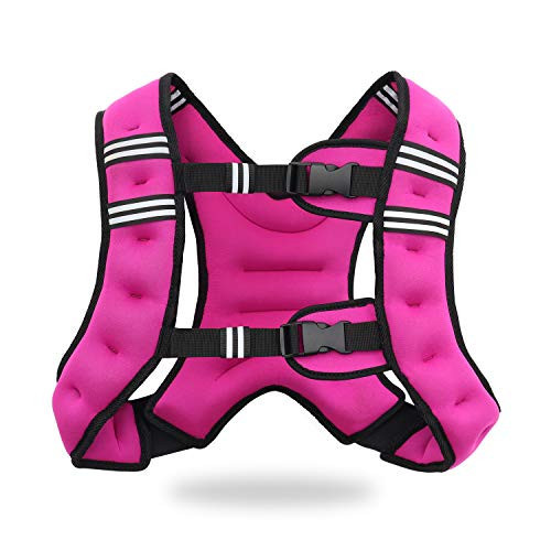 VIVITORY Weighted Vest Workout Equipment, 11lbs/18lbs Body Weight Vest for Men, Women, Strength Training, Running, Fitness, Muscle Building, Weight Loss, Weight lifting (11 lbs, Rose Red) | Amazon (US)