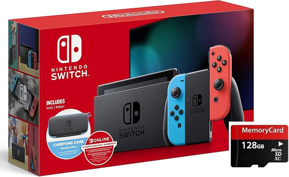 Nintendo Switch Console with Neon Blue and Neon Red Joy-Con Video Games Console, 6.2" Touchscreen... | Amazon (US)
