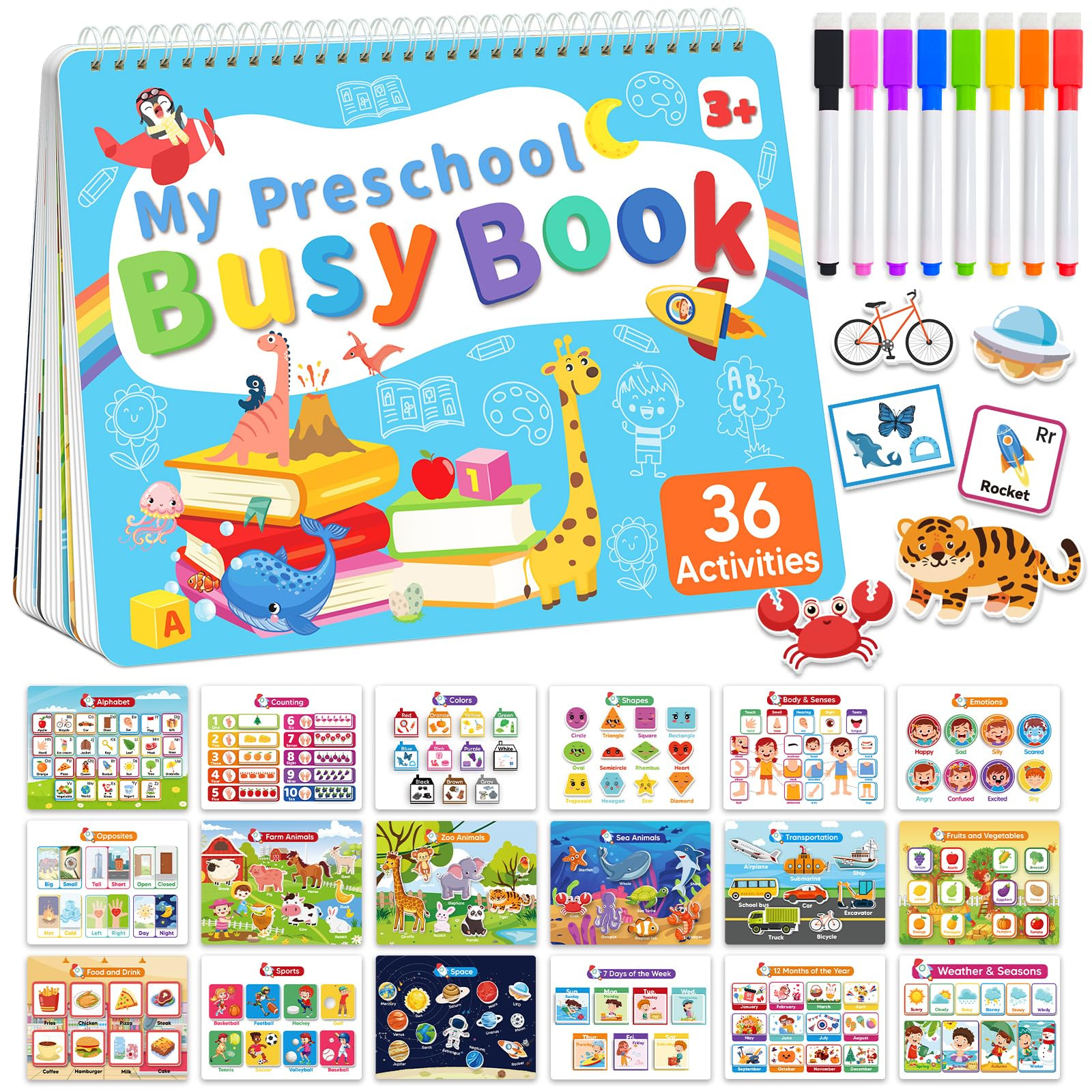 Libro ocupado para niños pequeños, actividades de aprendizaje preescolar, juguetes educativos M... | Amazon (US)