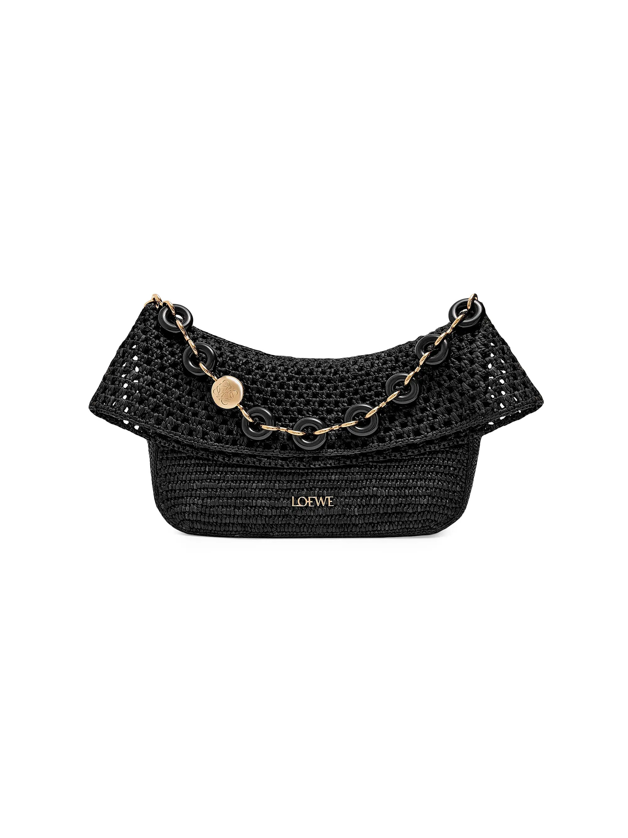 LOEWE x Paula's Ibiza Small Ola Raffia & Leather Shoulder Bag | Saks Fifth Avenue