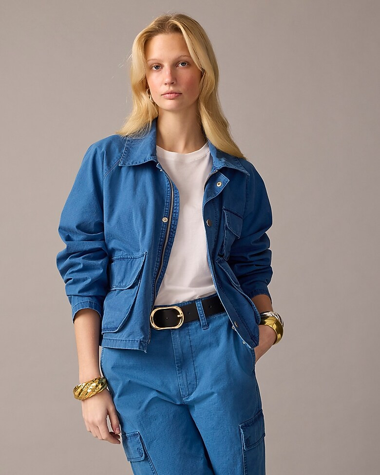 Cargo jacket in indigo ripstop cotton | J. Crew US