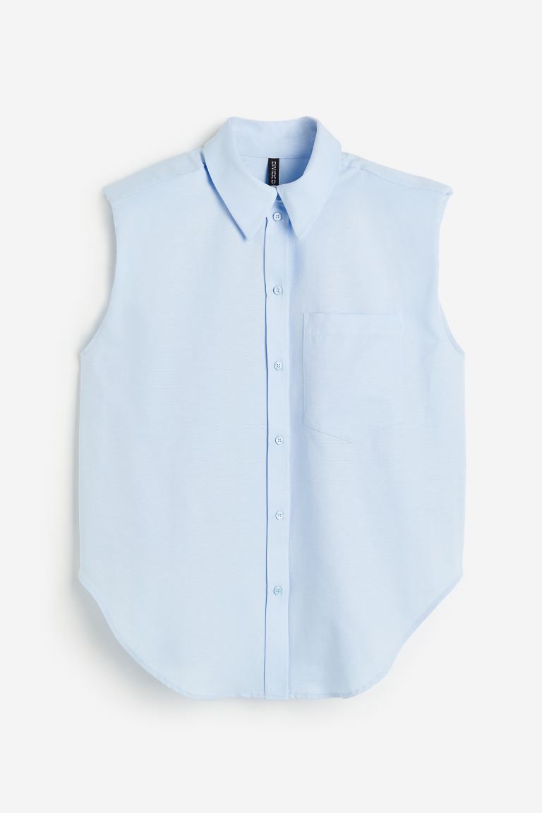 Sleeveless Shirt with Shoulder Pads - White - Ladies | H&M US | H&M (US + CA)