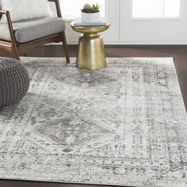 Fitz Power Loom Performance Light Gray/White/Charcoal Rug | Wayfair North America