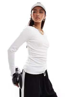 Vila long sleeve lettuce edge top in snow white | ASOS (Global)