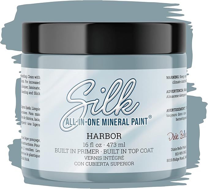 All-in-One Mineral Paint | Dixie Belle Silk | Harbor (16oz) | Pale Blue All-in-One Water Based Pr... | Amazon (US)