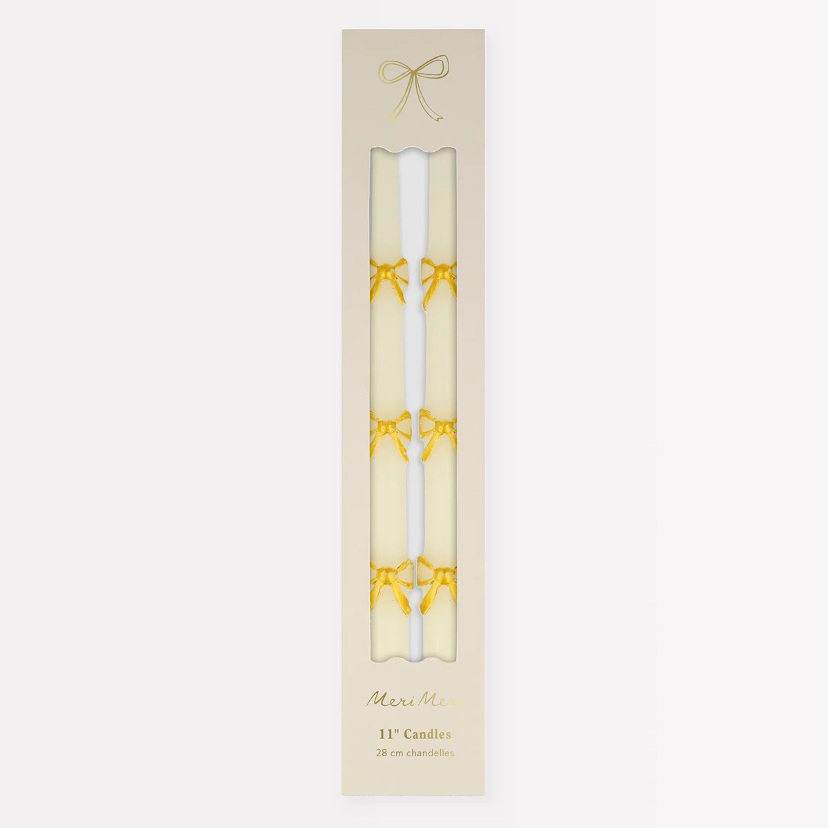Gold Bow Taper Candles (x 2) | Meri Meri