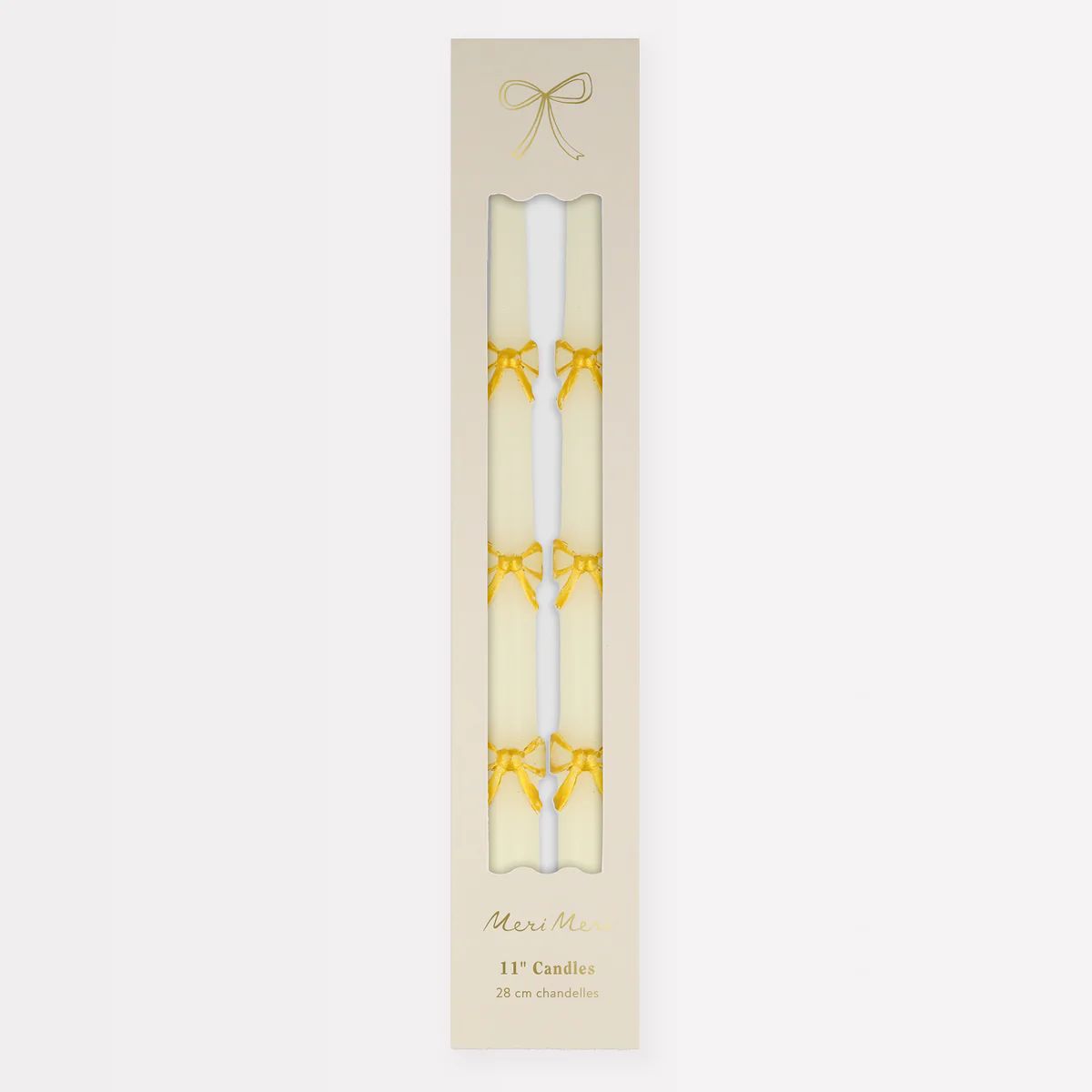 Gold Bow Taper Candles (x 2) | Meri Meri