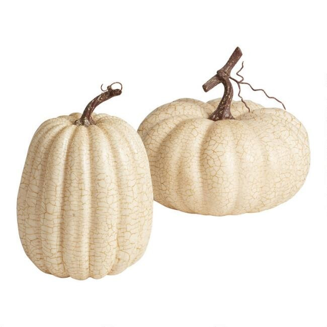 Pier Place Cream And Gold Pumpkin Decor | World Market