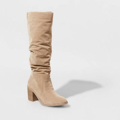 Women&#39;s Lainee Heeled Scrunch Boots - Universal Thread&#8482; Taupe 14 | Target