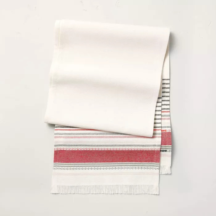 Decorative Multi Stripe Table Runner Red/Green - Hearth & Hand™ with Magnolia | Target