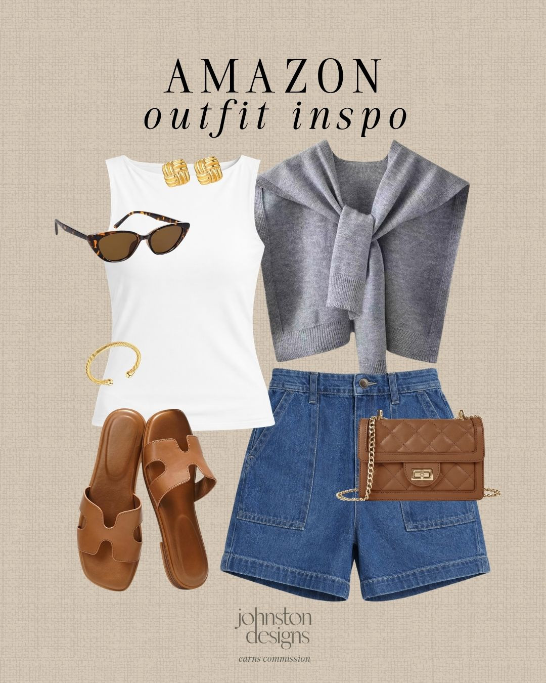 Effortless everyday look. 🤍 Denim shorts + a simple tank styled with a lightweight sweater for that polished, throw-on-and-go feel. 

Amazon denim shorts outfit, casual summer outfit, effortless everyday style, classic outfit inspo, neutral outfit ideas, amazon fashion finds, chic casual outfit, spring summer outfit, simple outfit ideas, elevated basics outfit, capsule wardrobe, styled look. 

 #LTKootd